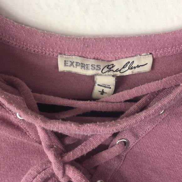 Mauve Express One Eleven Super Soft Lace Up V Neck Long Sleeved Sweater! - Picture 3 of 6